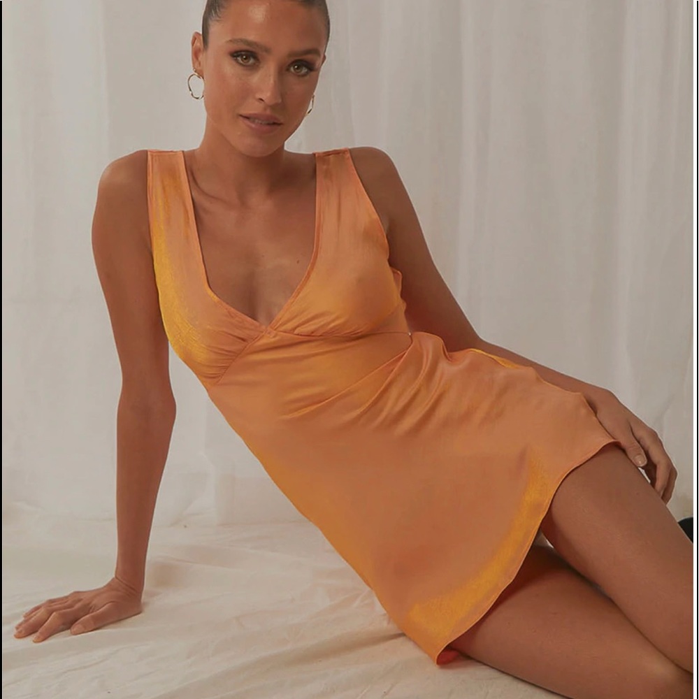 Peppermayo Audrey Vintage Slip Dress in Mango Shimmer